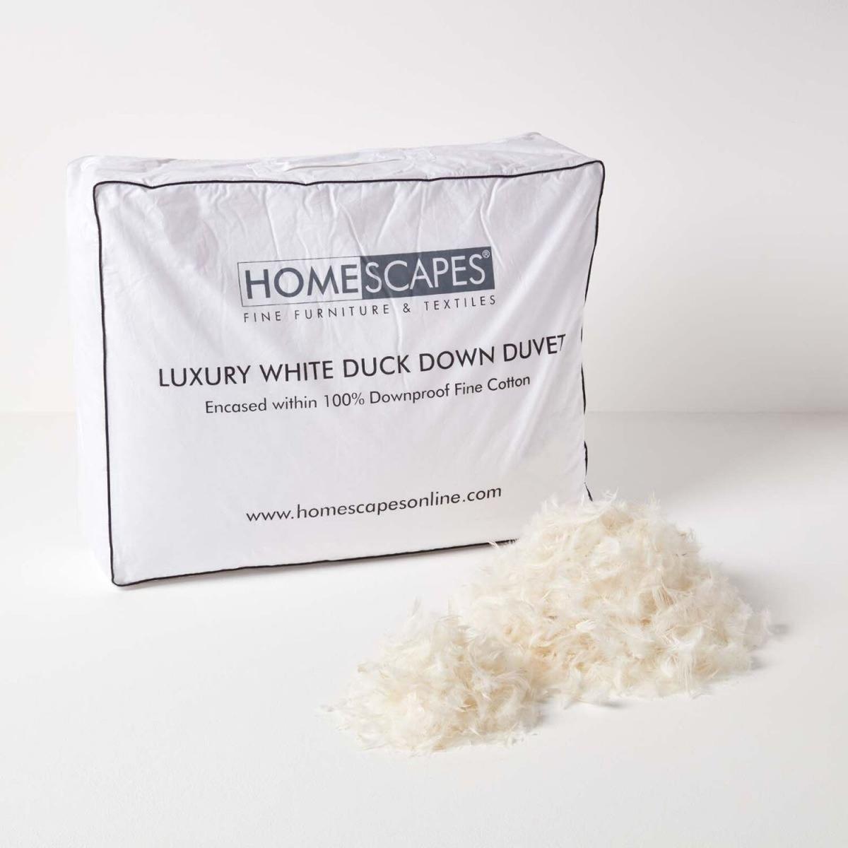 Homescapes Duck Down 9 Tog Duvet - White / King size – image 2