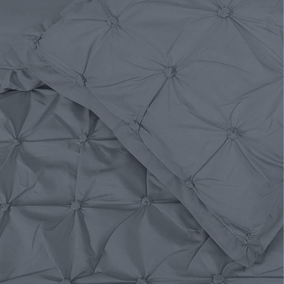Sleepdown Rouched Pleat Duvet Set Quilt Cover Bedding - Charcoal / King – image 3