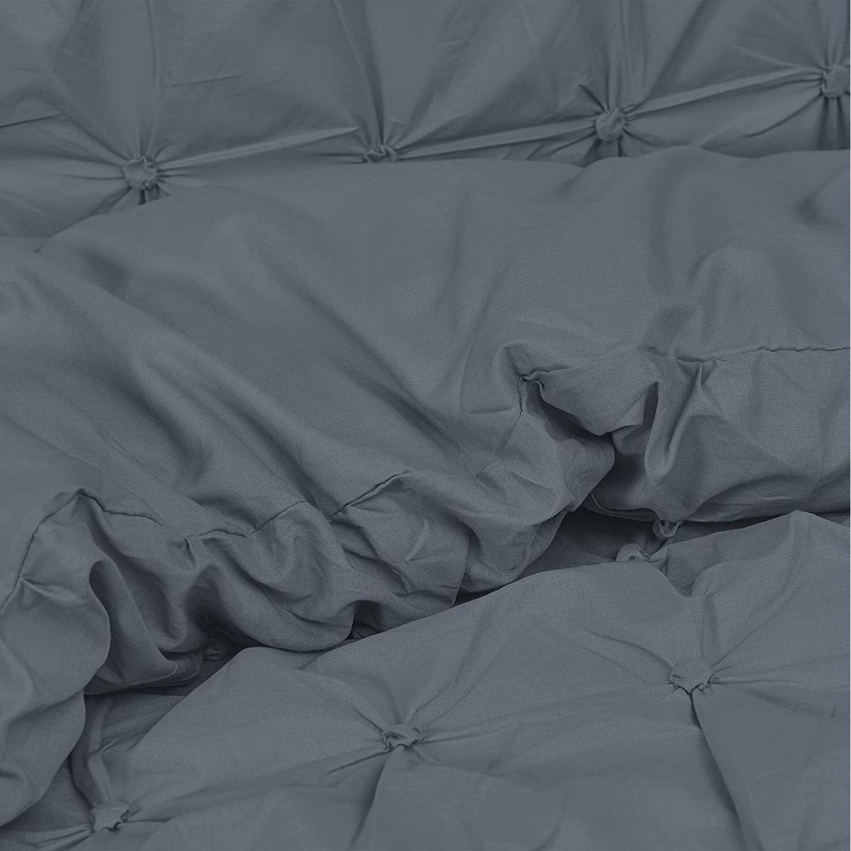 Sleepdown Rouched Pleat Duvet Set Quilt Cover Bedding - Charcoal / King – image 5