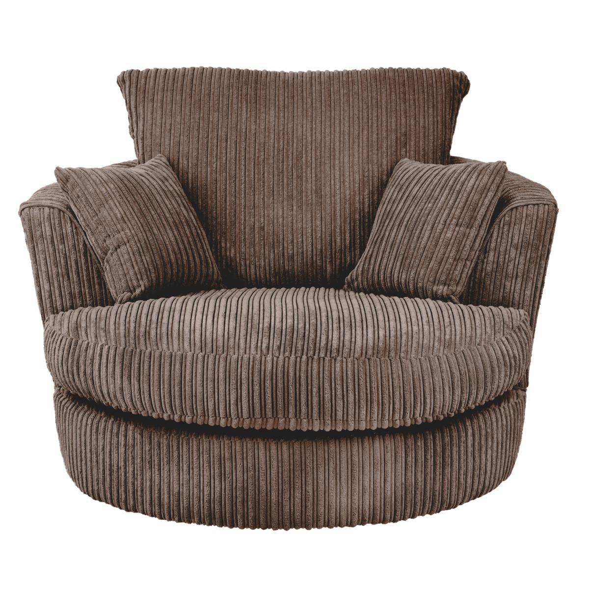 Blake Jumbo Cord Swivel Chair Chocolate (Brown) – image 2