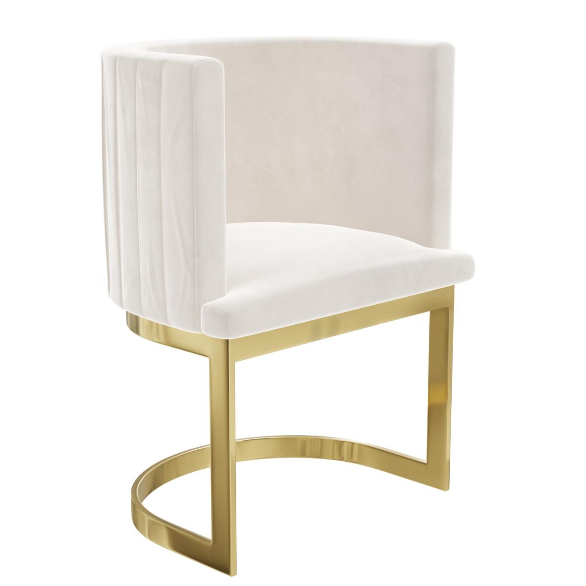 Off White Velvet Dressing Table Chair with Pleated Detail - Zelena – image 2