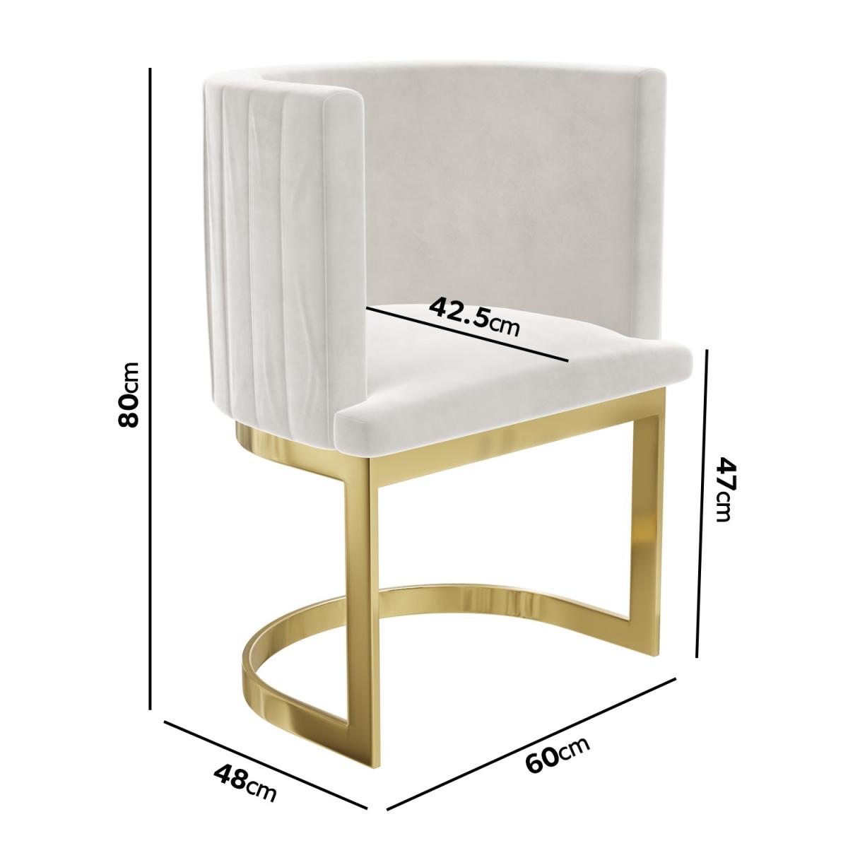 Off White Velvet Dressing Table Chair with Pleated Detail - Zelena – image 3
