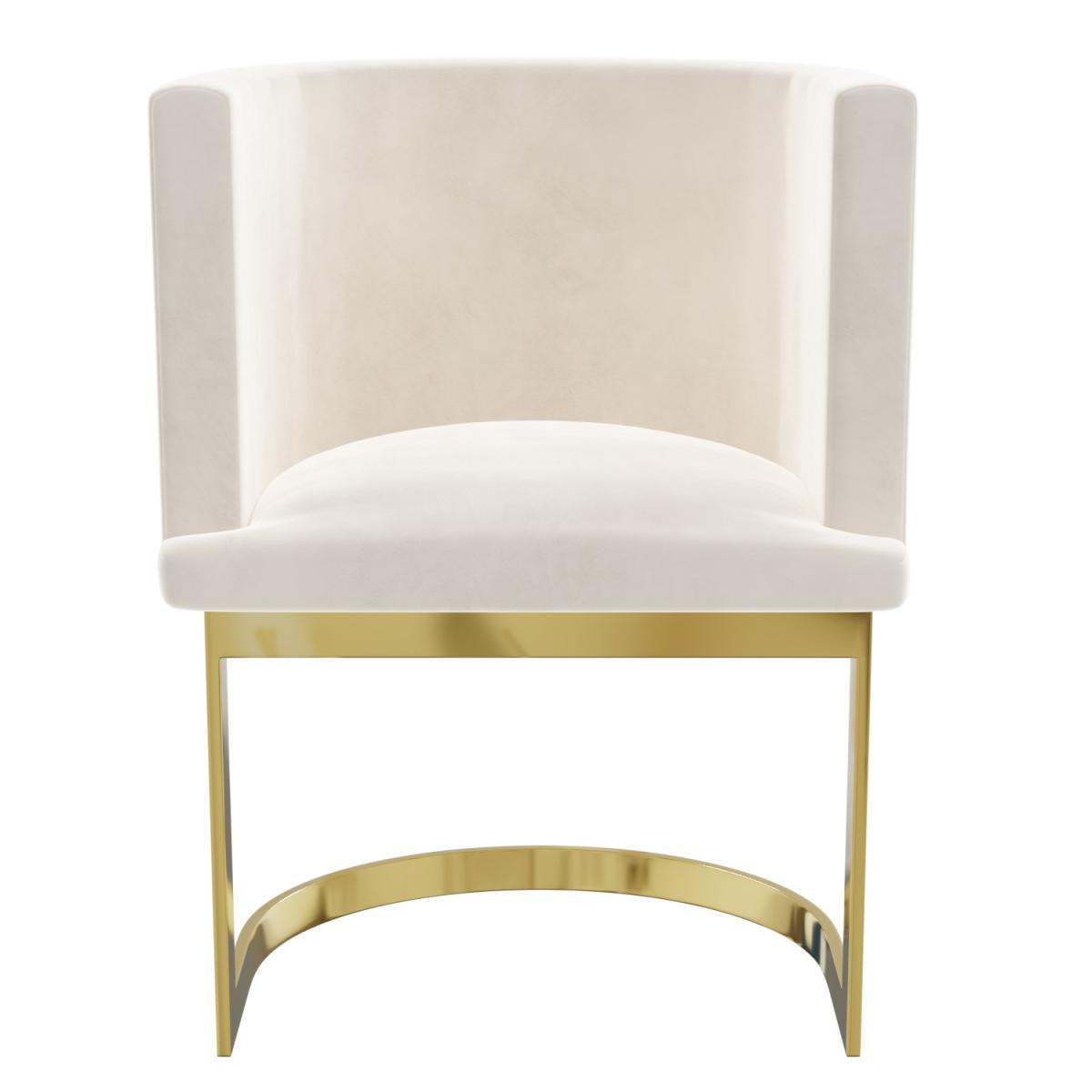 Off White Velvet Dressing Table Chair with Pleated Detail - Zelena – image 4