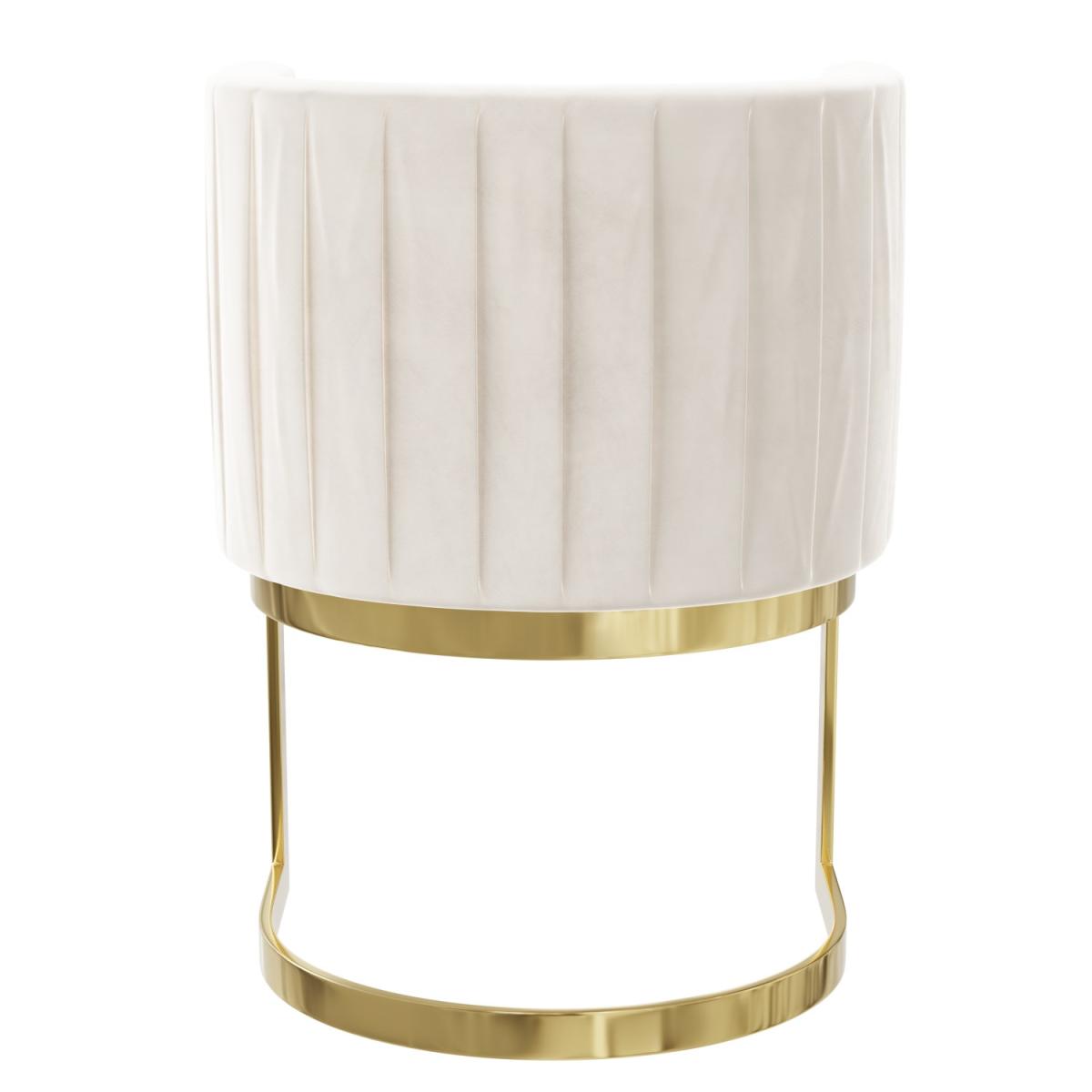 Off White Velvet Dressing Table Chair with Pleated Detail - Zelena – image 5