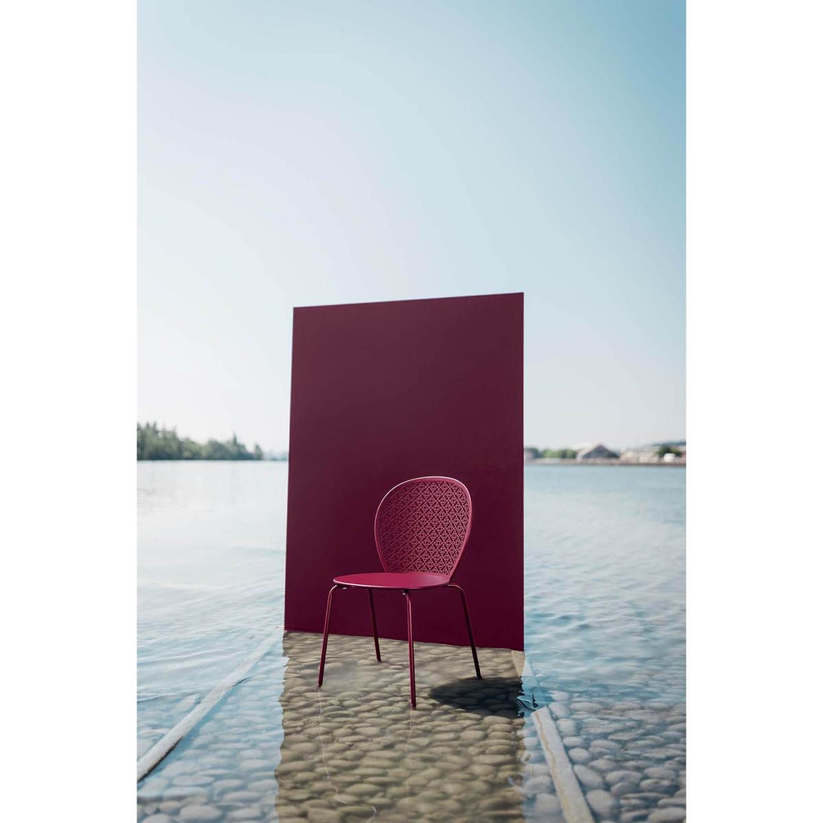 Lorette Stacking chair - / Perforated metal by Fermob Red – image 2