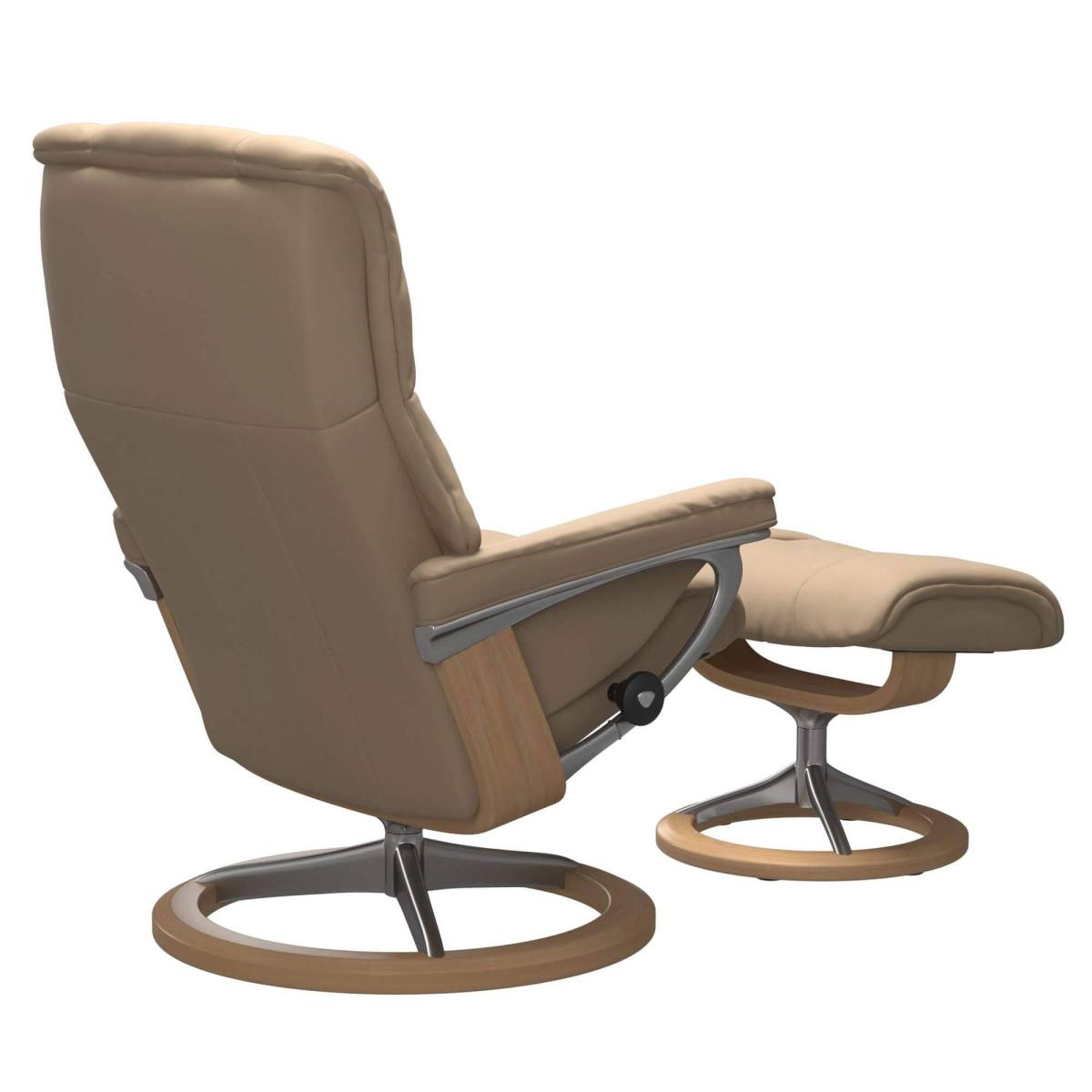 Stressless Mayfair Medium Chair & Stool Signature Base in Paloma Beige (Quickship) – image 2