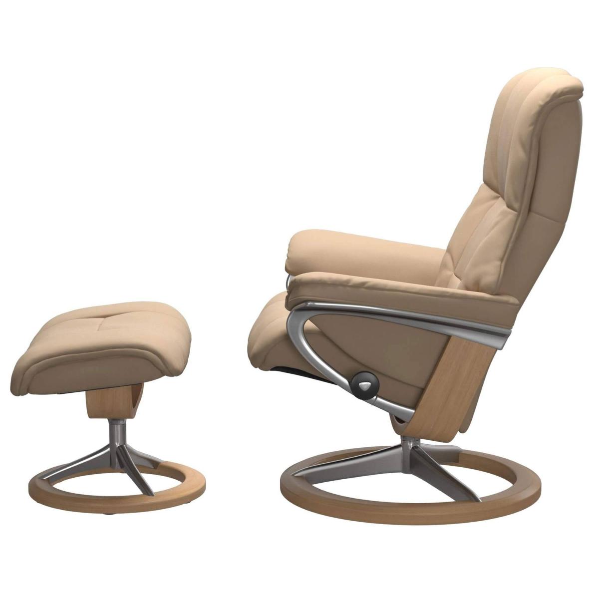 Stressless Mayfair Medium Chair & Stool Signature Base in Paloma Beige (Quickship) – image 3