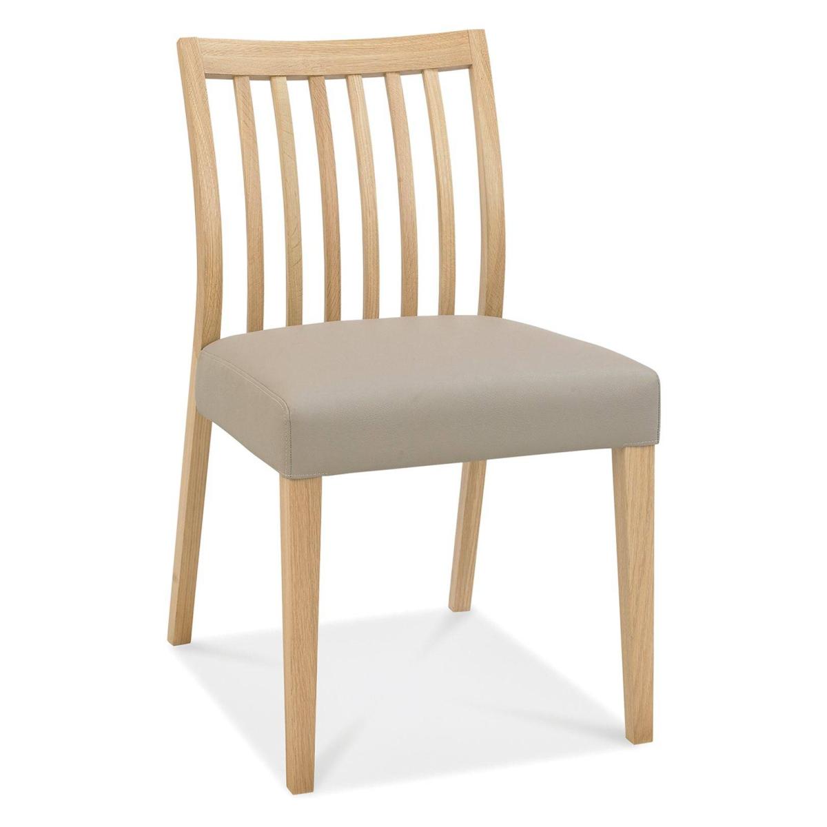 Brampton Oak Low Slat Back Grey Bonded Leather Chair (Pair) – image 3