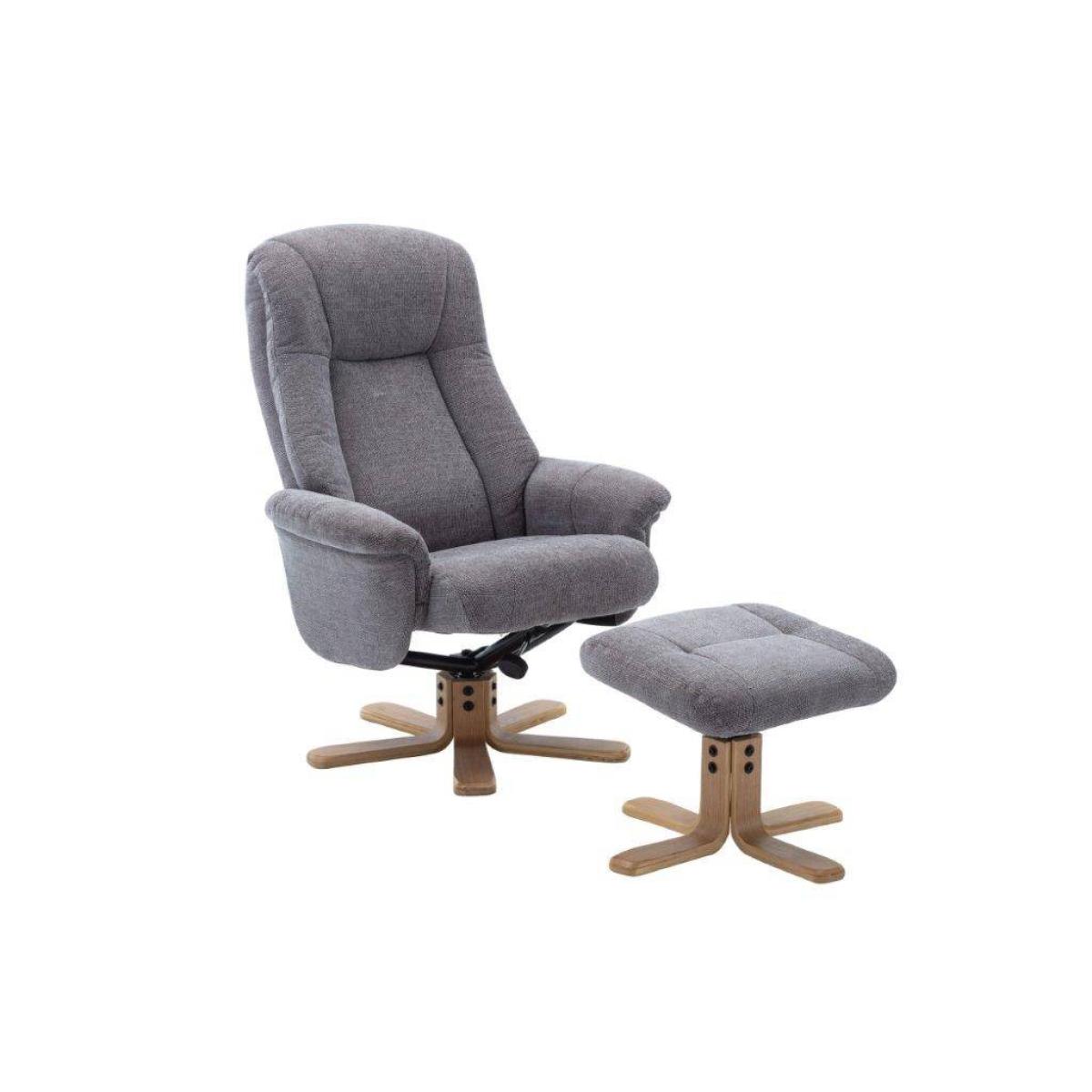 Leon Swivel Chair & Stool Set Lille Charcoal Fabric Mid Oak Base – image 2