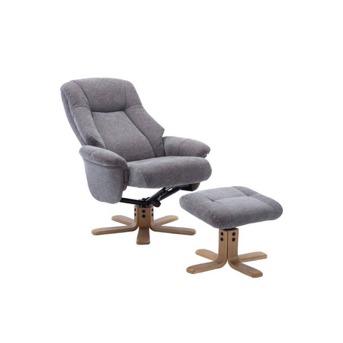 Leon Swivel Chair & Stool Set Lille Charcoal Fabric Mid Oak Base – image 3