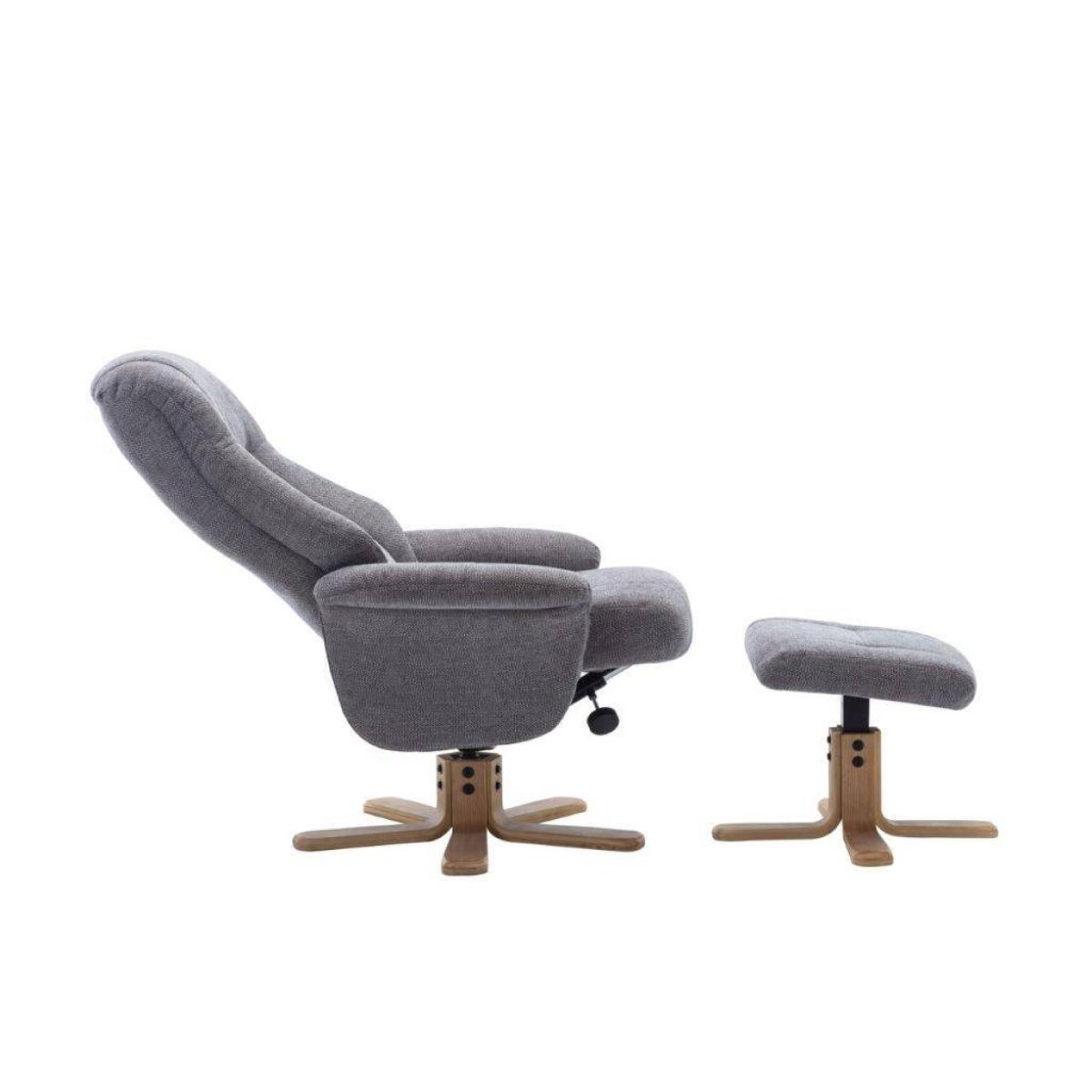 Leon Swivel Chair & Stool Set Lille Charcoal Fabric Mid Oak Base – image 4