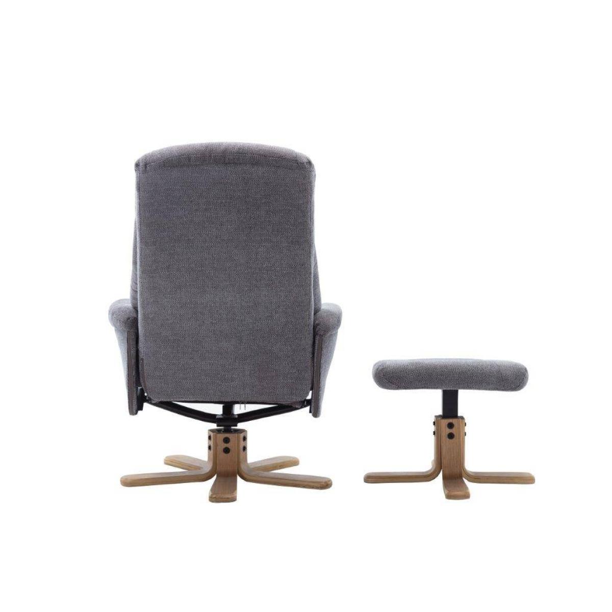 Leon Swivel Chair & Stool Set Lille Charcoal Fabric Mid Oak Base – image 5