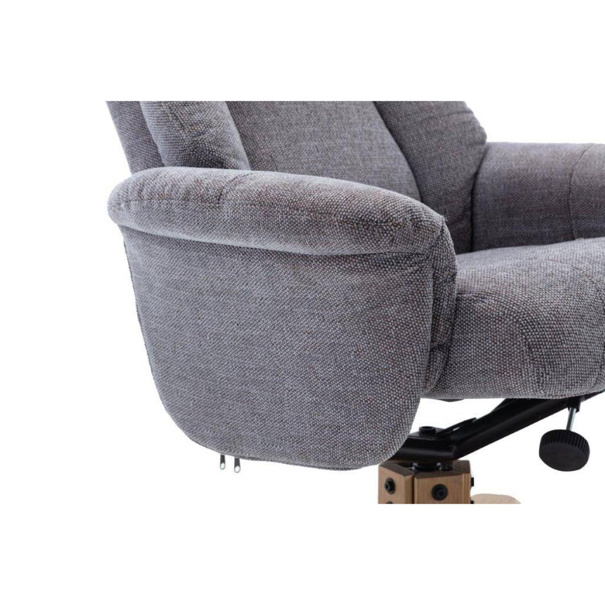 Leon Swivel Chair & Stool Set Lille Charcoal Fabric Mid Oak Base – image 8