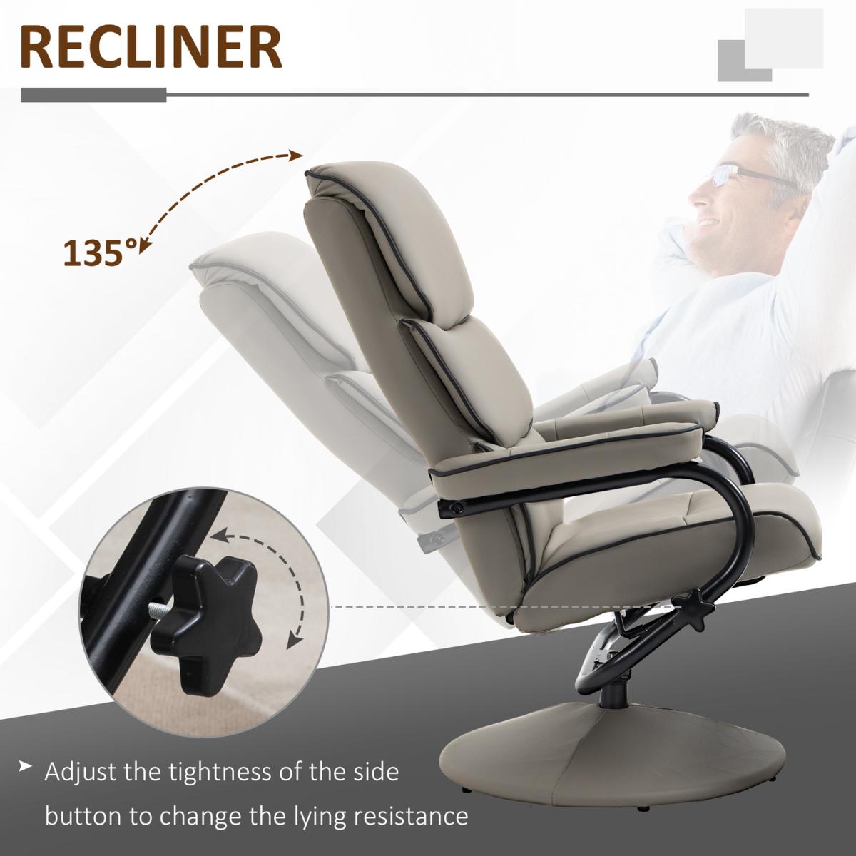 Recliner Chair with Ottoman - Grey – image 4