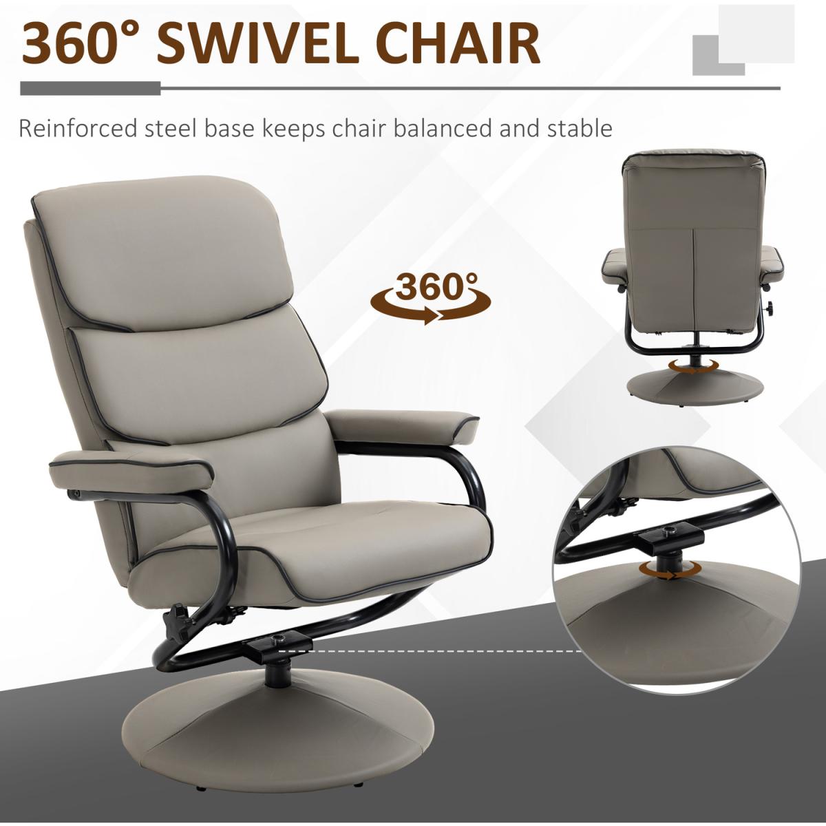 Recliner Chair with Ottoman - Grey – image 5
