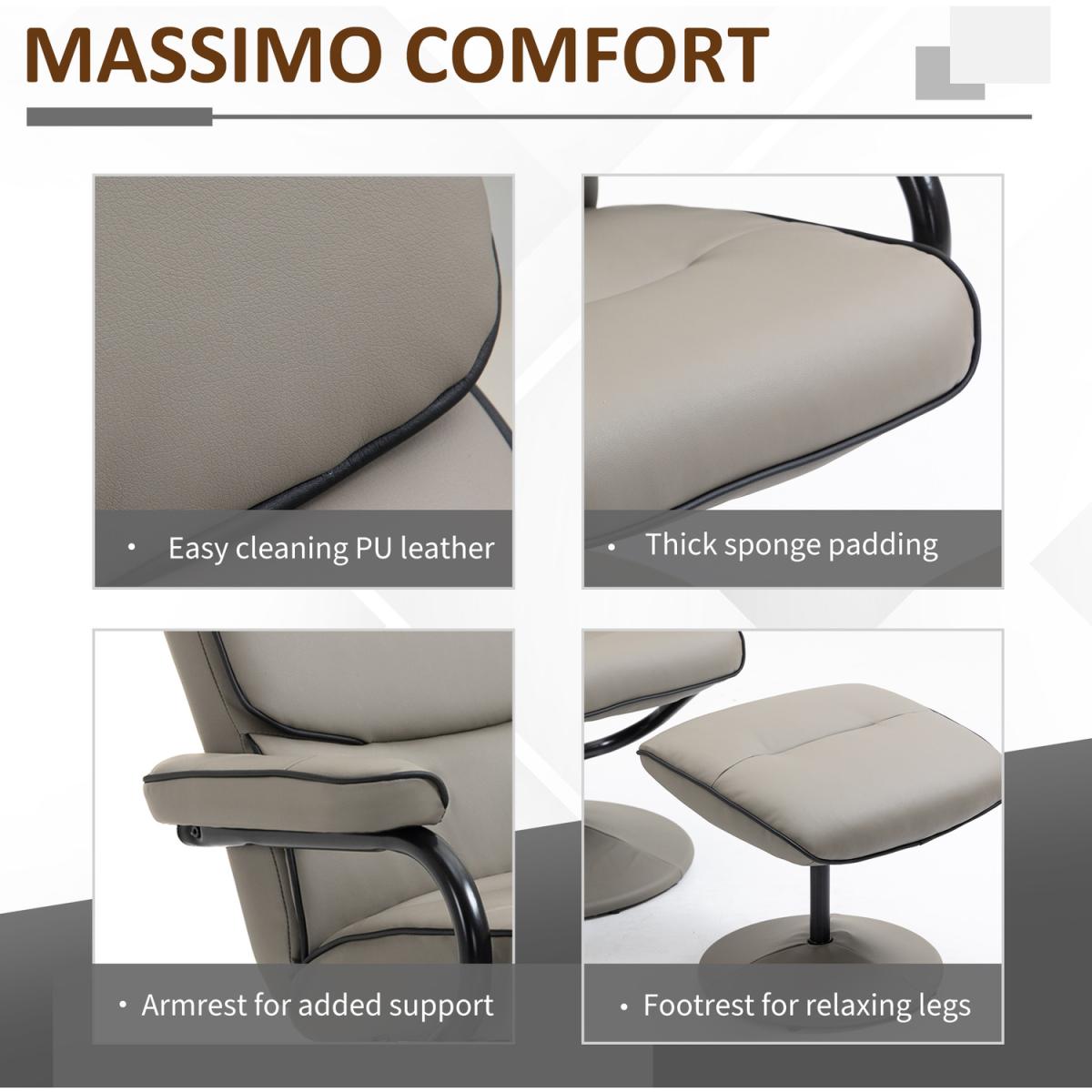 Recliner Chair with Ottoman - Grey – image 6