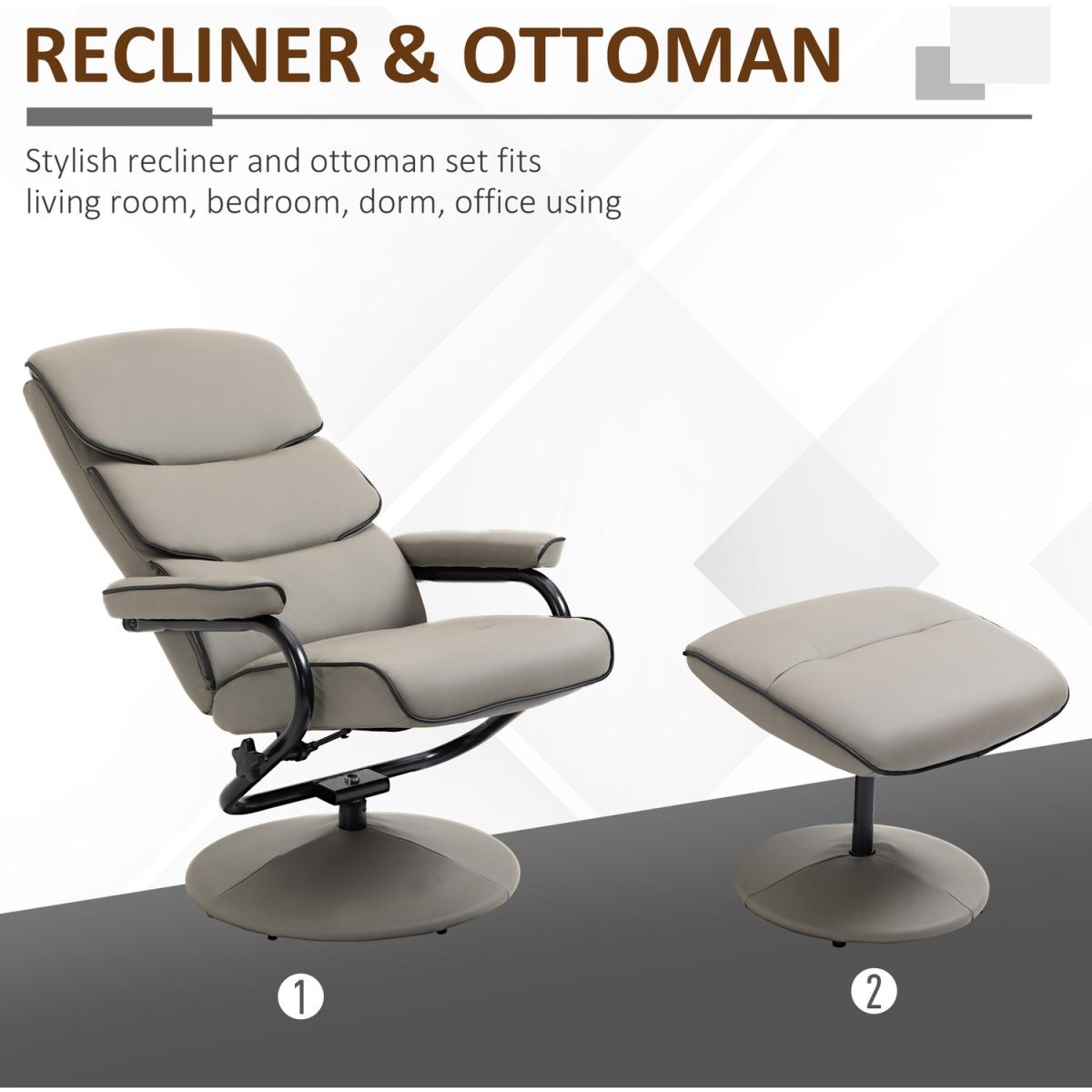 Recliner Chair with Ottoman - Grey – image 7