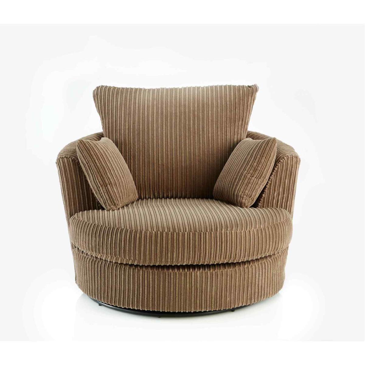 Canolo Luxury Swivel Chair Jumbo Cord - Brown – image 3