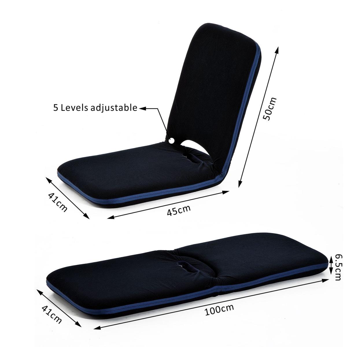 Foldable Padded Floor Chair with Adjustable Backrest - Navy Blue – image 2