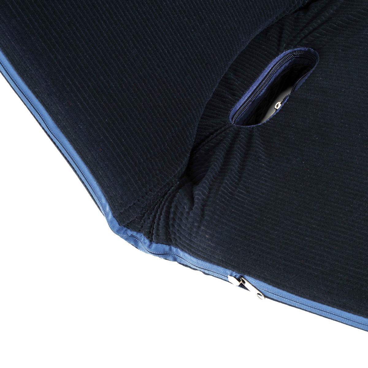 Foldable Padded Floor Chair with Adjustable Backrest - Navy Blue – image 3