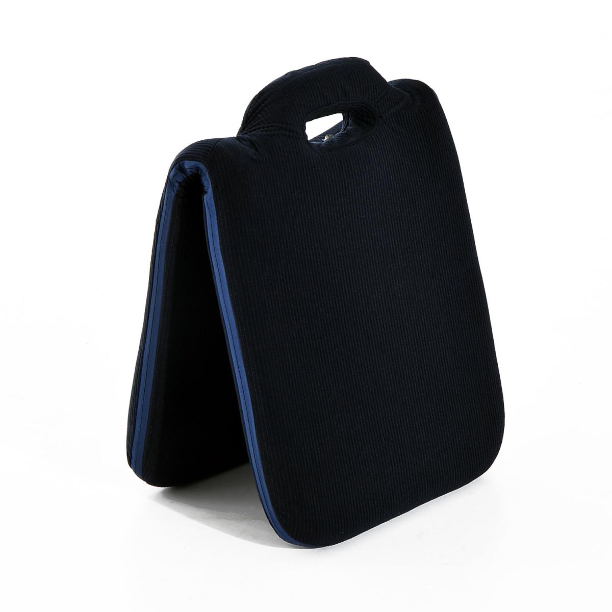 Foldable Padded Floor Chair with Adjustable Backrest - Navy Blue – image 6