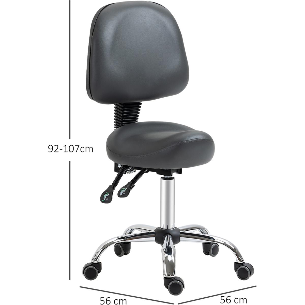 Saddle Stool PU Leather Salon Chair for Massage Spa Clinic Beauty Tattoo - Grey – image 2