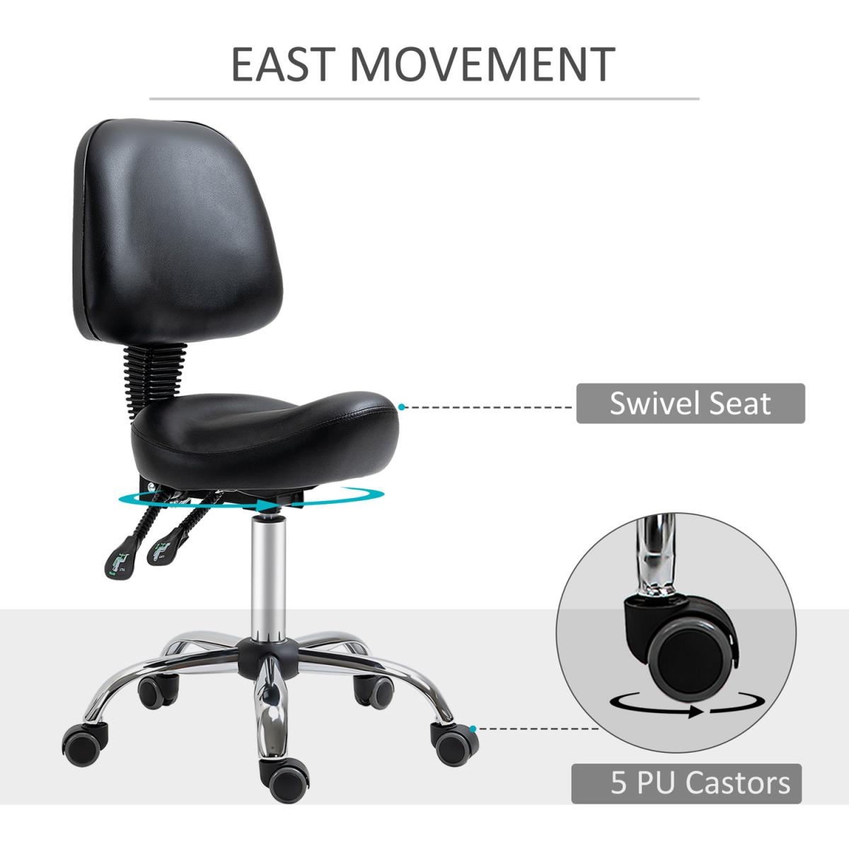 Saddle Stool PU Leather Salon Chair for Massage Spa Clinic Beauty Tattoo - Grey – image 14