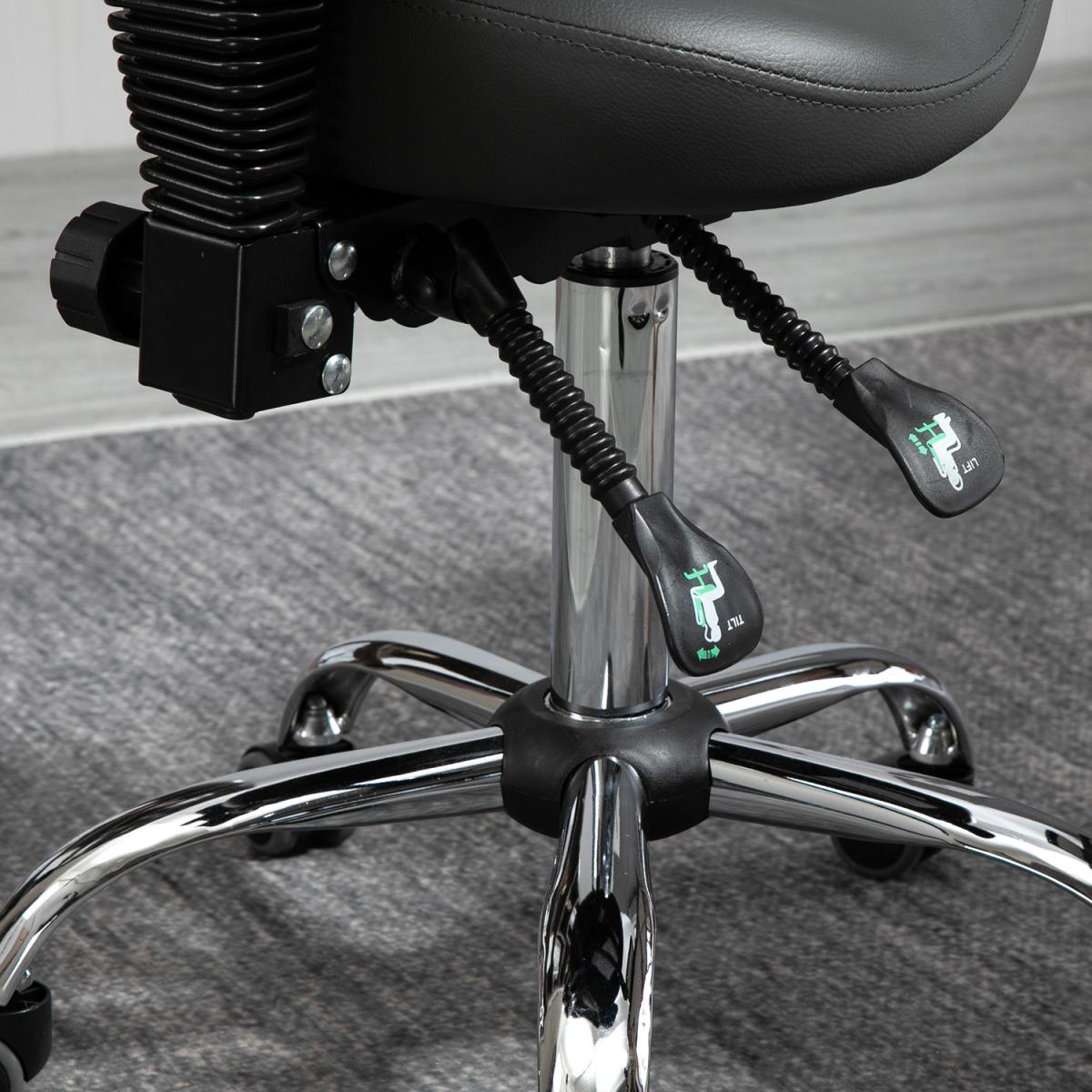 Saddle Stool PU Leather Salon Chair for Massage Spa Clinic Beauty Tattoo - Grey – image 8