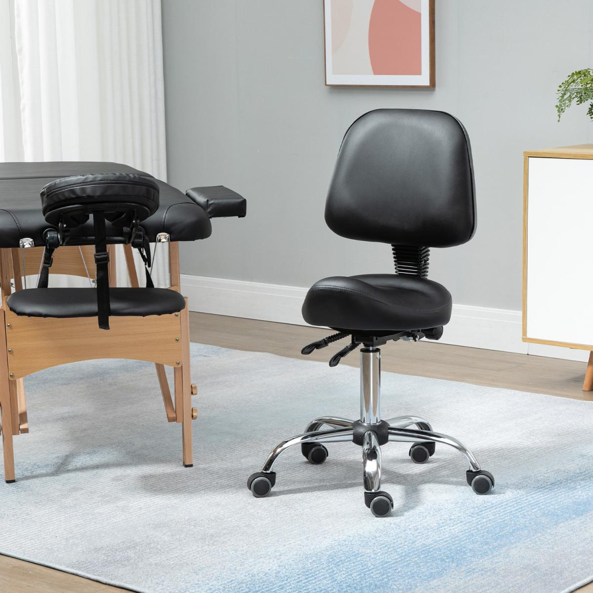Saddle Stool PU Leather Salon Chair for Massage Spa Clinic Beauty Tattoo - Grey – image 9