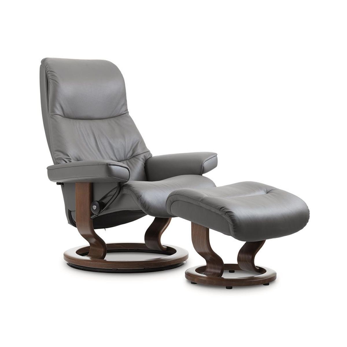 Stressless View Recliner With Classic Base Footstool Small Chair Paloma Leather – image 3