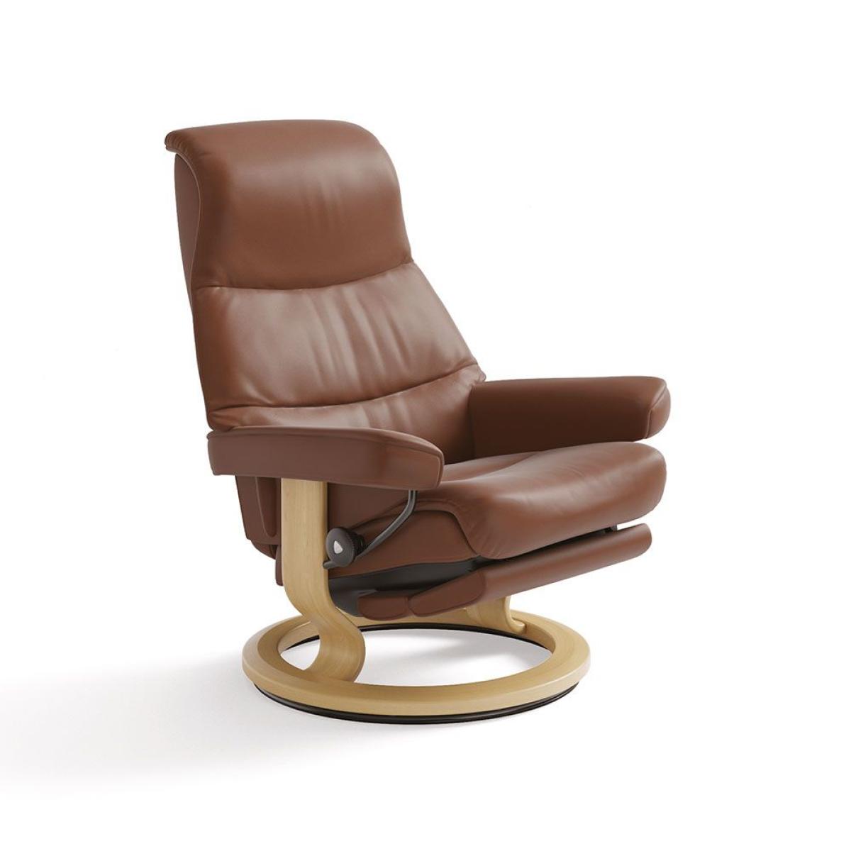 Stressless View Recliner With Classic Base Footstool Small Chair Paloma Leather – image 4