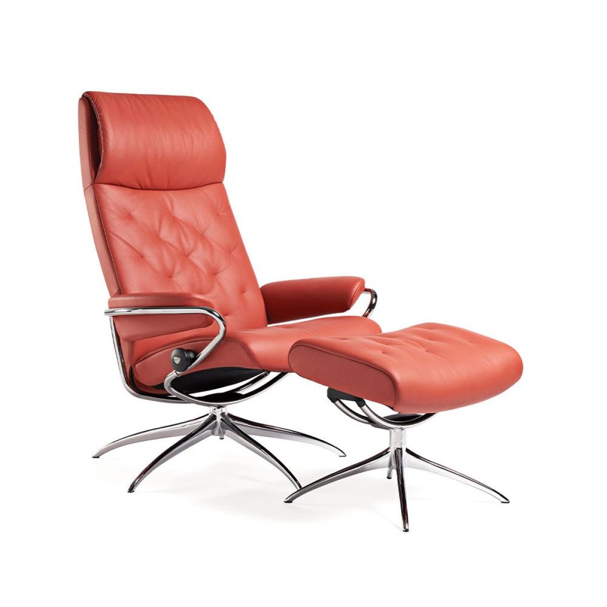 Stressless Metro High Back Recliner Chair Footstool High Base Batick Leather – image 4