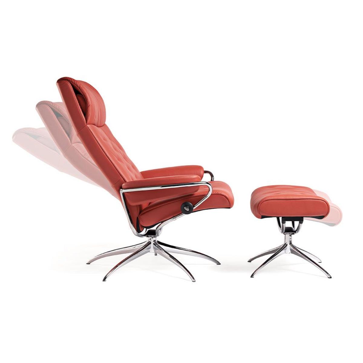 Stressless Metro High Back Recliner Chair Footstool High Base Batick Leather – image 5