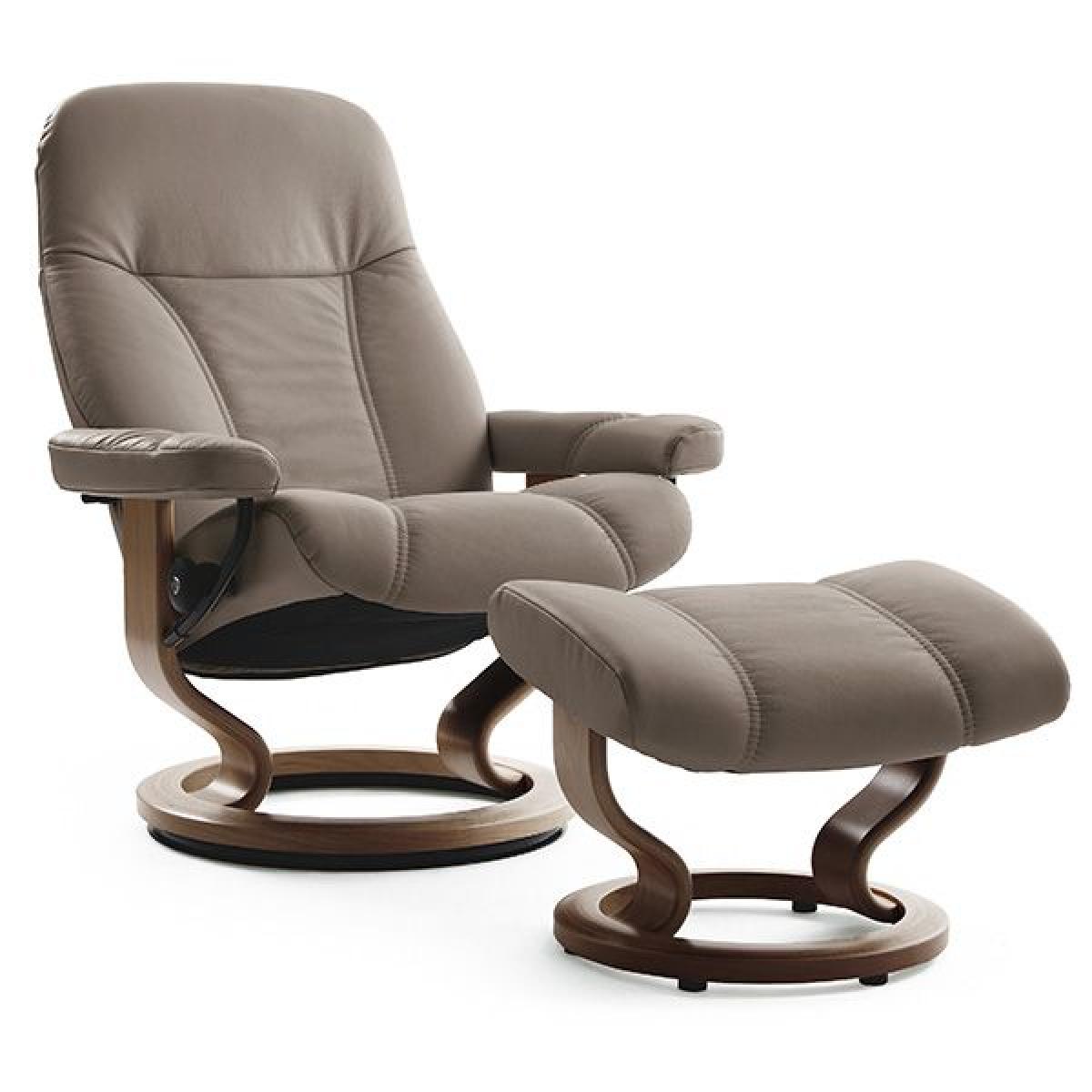 Stressless Consul Recliner With Classic Base Footstool Large Chair Batick Leather – image 2