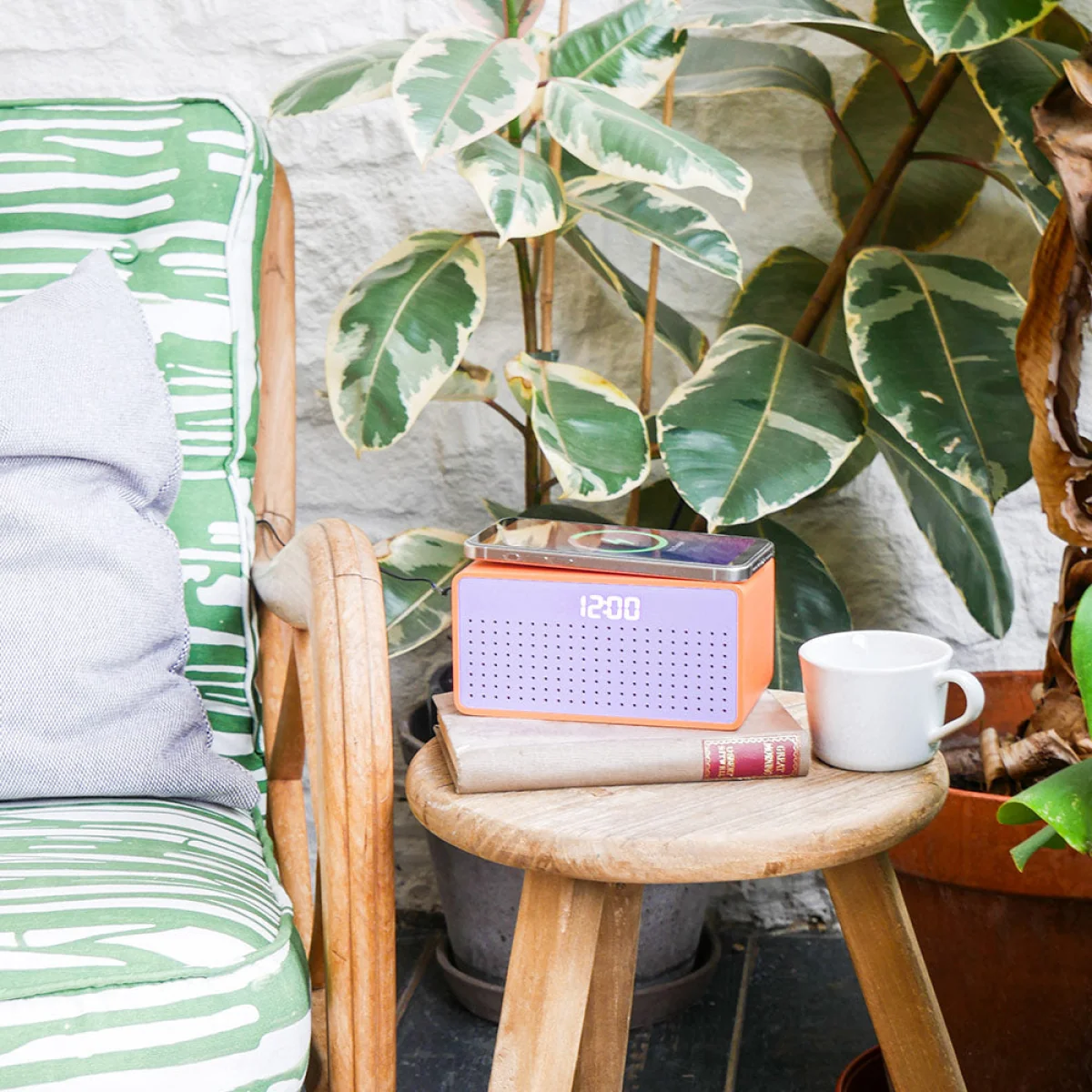 Rise Mix Bluetooth Speaker, Wireless Charger & Alarm Clock, Orange – image 4