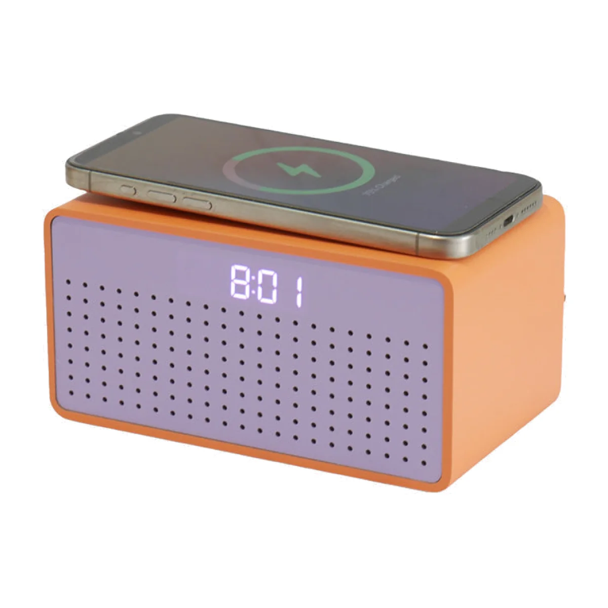 Rise Mix Bluetooth Speaker, Wireless Charger & Alarm Clock, Orange – image 1