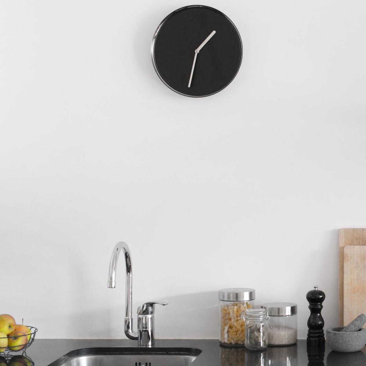 Chrome/Black Thin Wall Clock – image 2