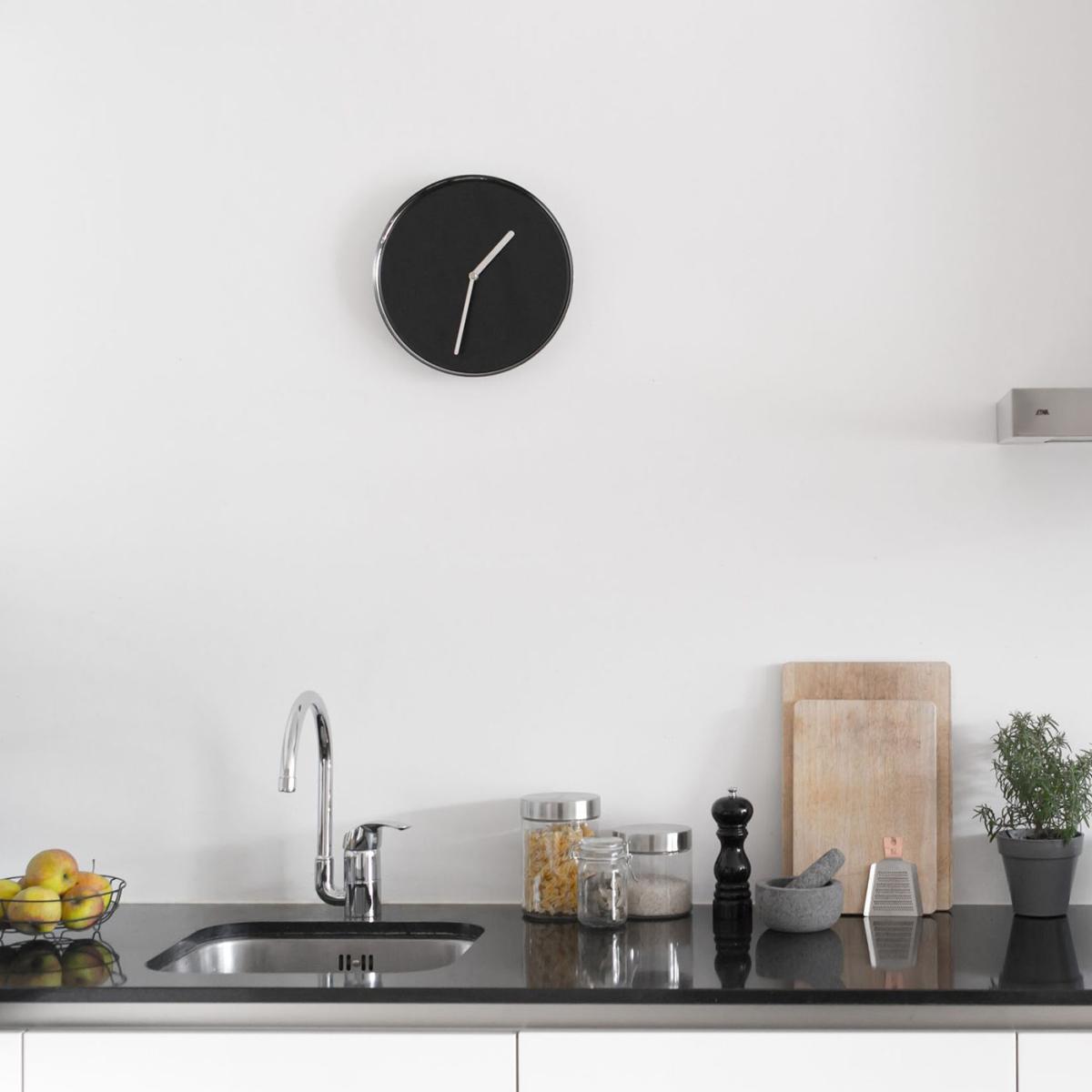 Chrome/Black Thin Wall Clock – image 6