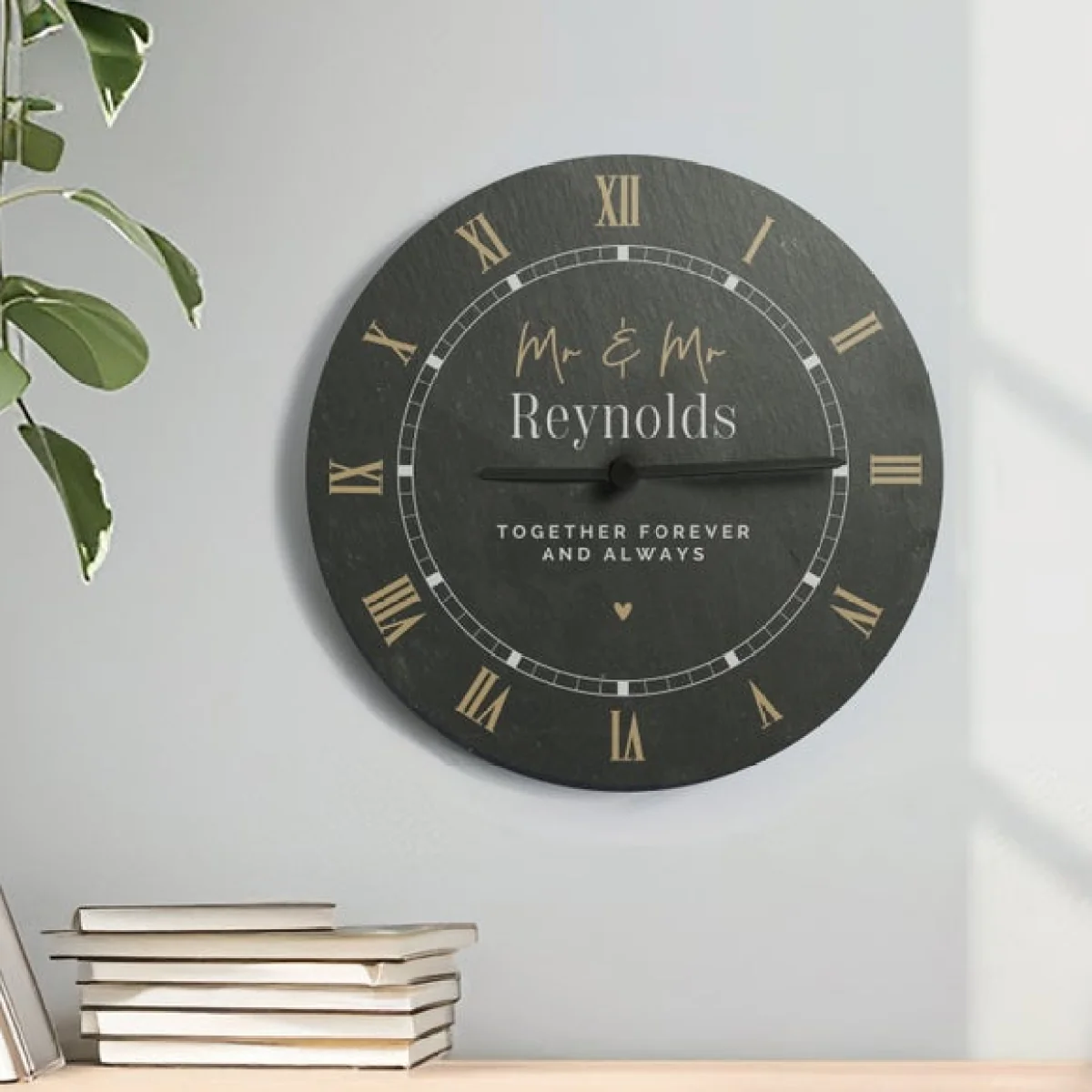 Personalised Couples Slate Wall Clock – image 2