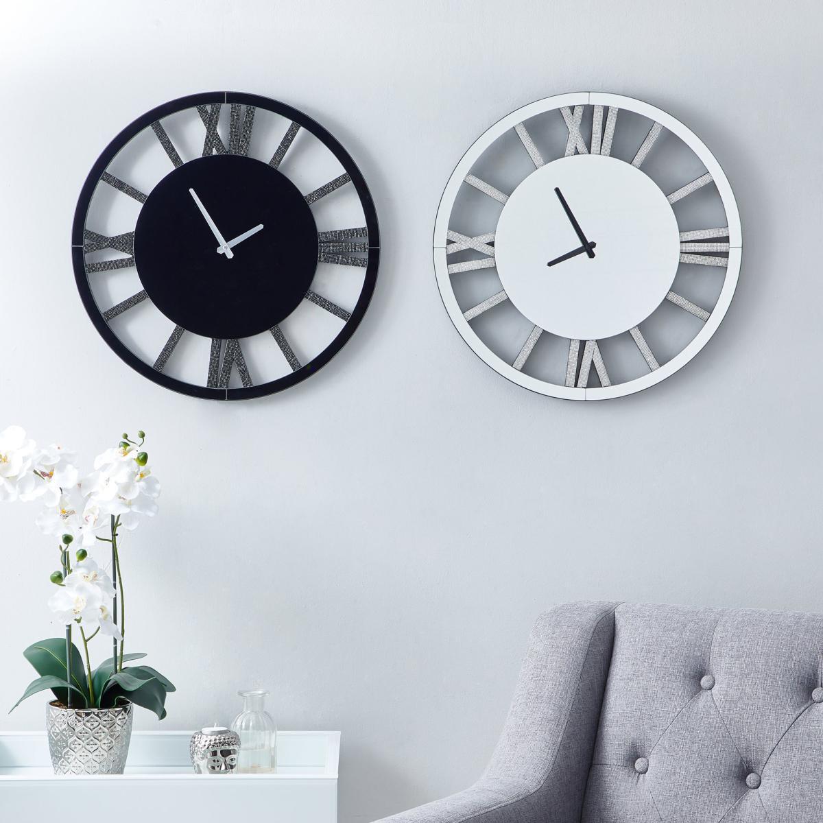 Glitter Mirrored 50cm Wall Clock Silver Silver – image 3