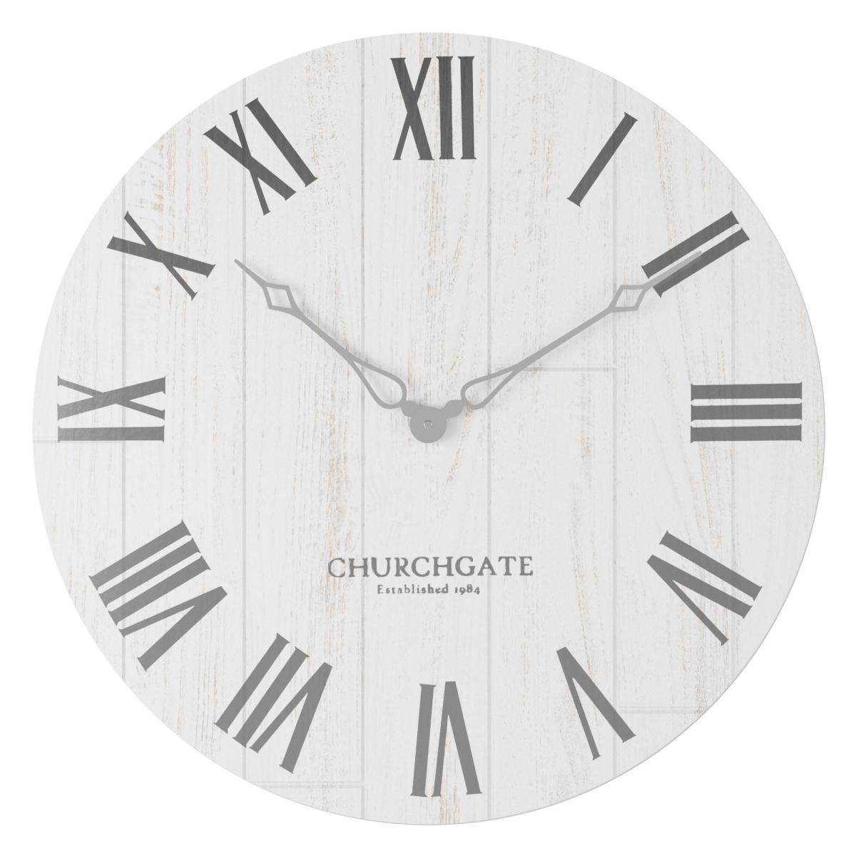 Cream Distressed Wooden 60cm Clock White – image 2