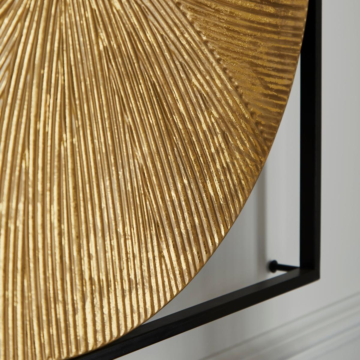 Luxe Ribbed Metal Wall Clock Gold – image 2