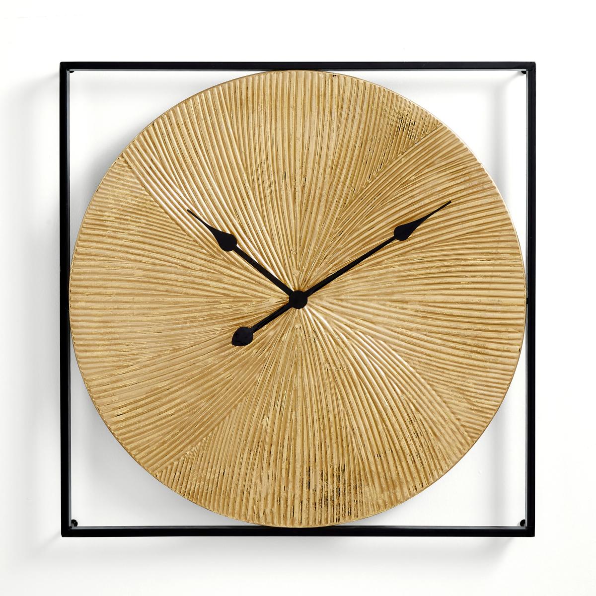 Luxe Ribbed Metal Wall Clock Gold – image 3