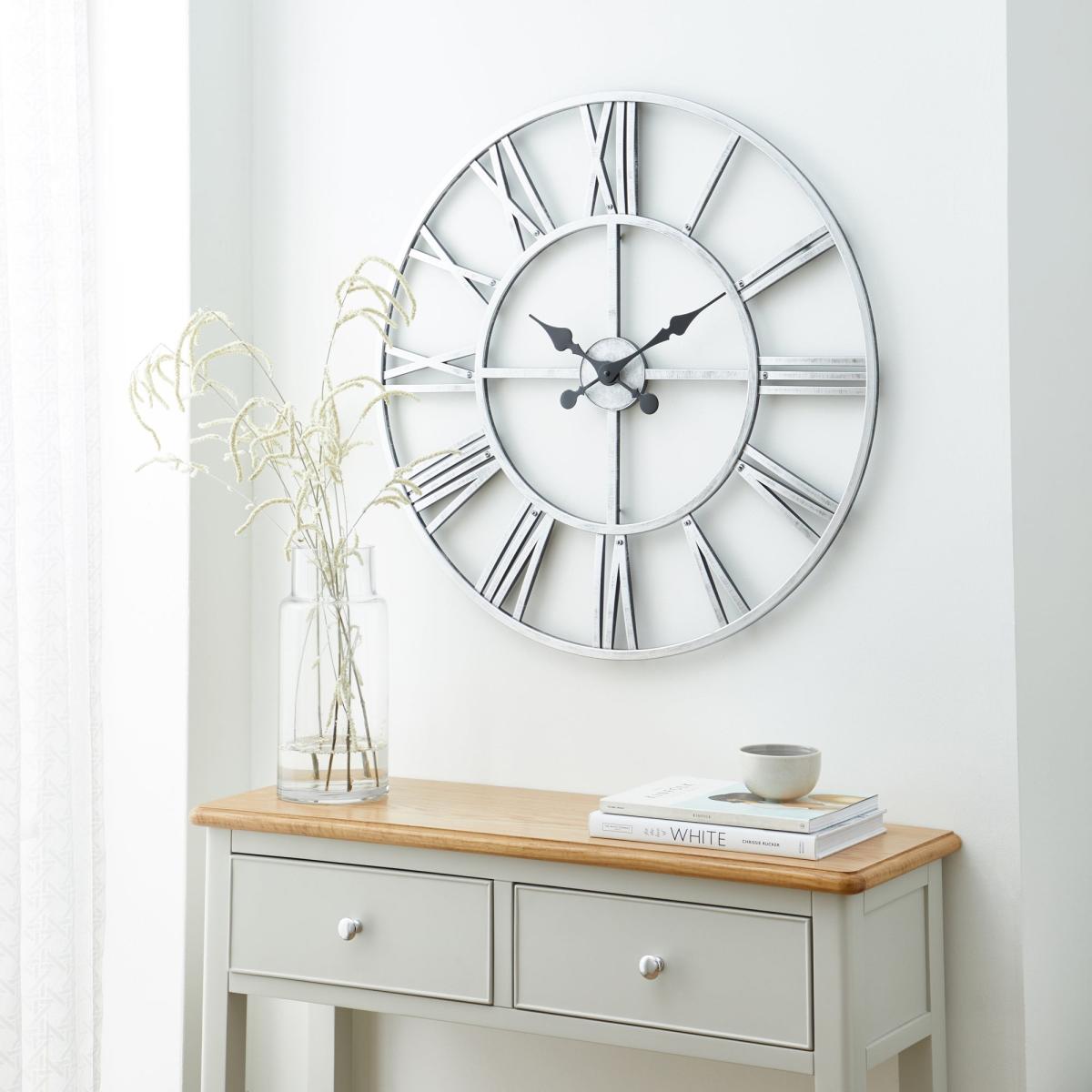 Skeleton Antique Brass Effect Wall Clock 70cm Brown – image 2