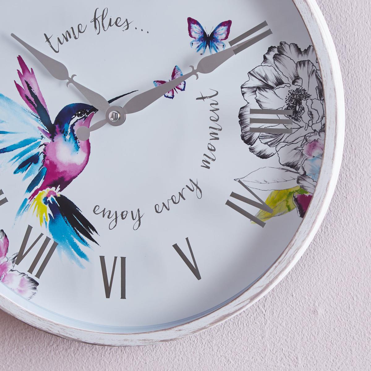 Hummingbird 31cm Wall Clock White White – image 2