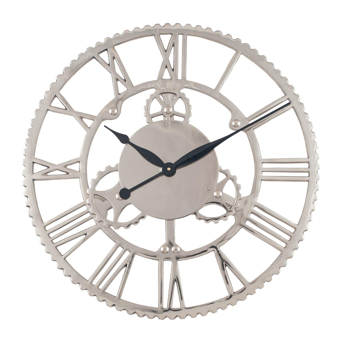 Shiny Nickel Cog Design Wall Clock 61cm Silver – image 2
