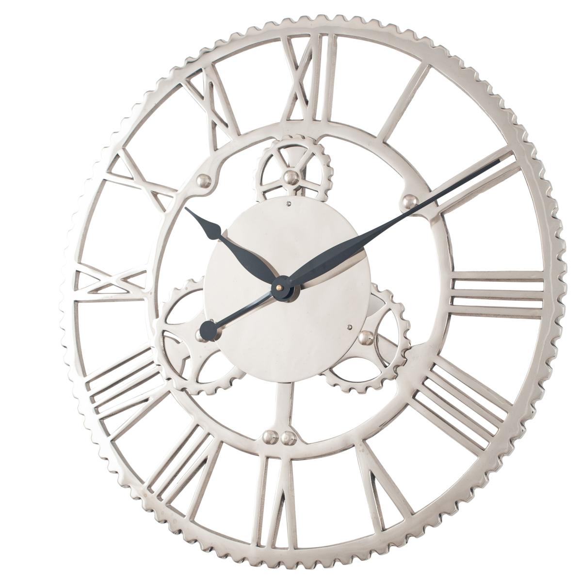 Shiny Nickel Cog Design Wall Clock 61cm Silver – image 3
