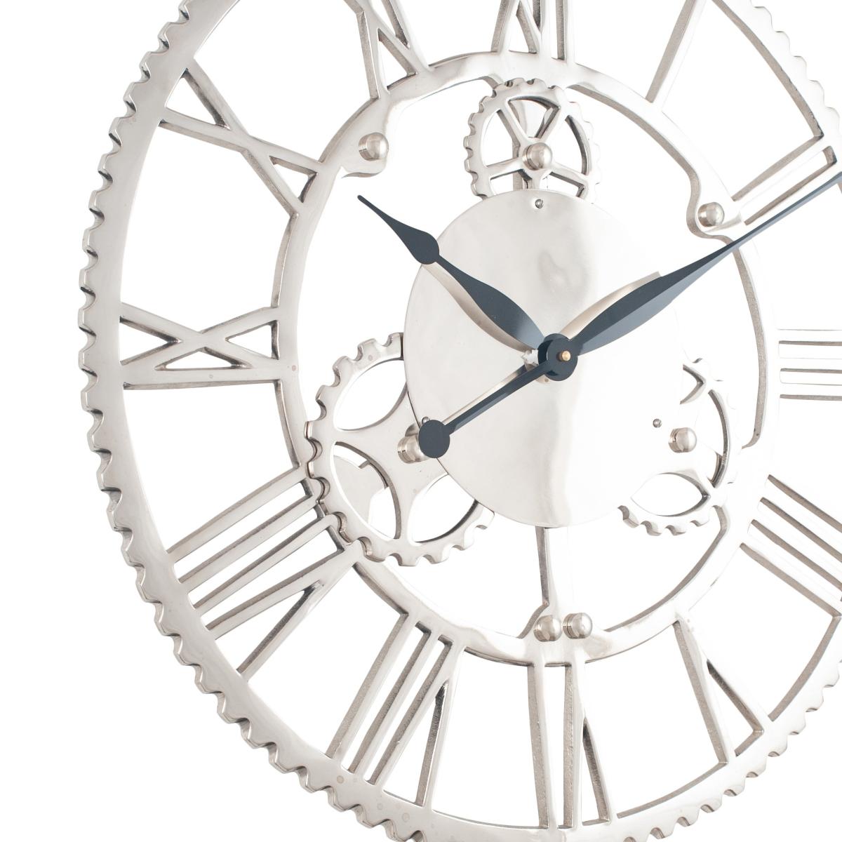 Shiny Nickel Cog Design Wall Clock 61cm Silver – image 4