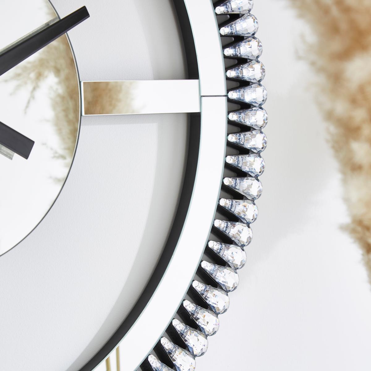Glam Gem Edge Skeleton Wall Clock Silver – image 2