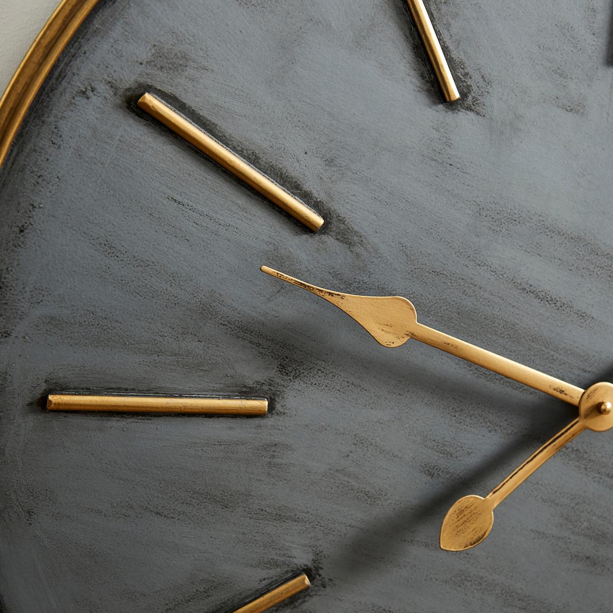 Modern Industrial Wall Clock Pewter – image 2